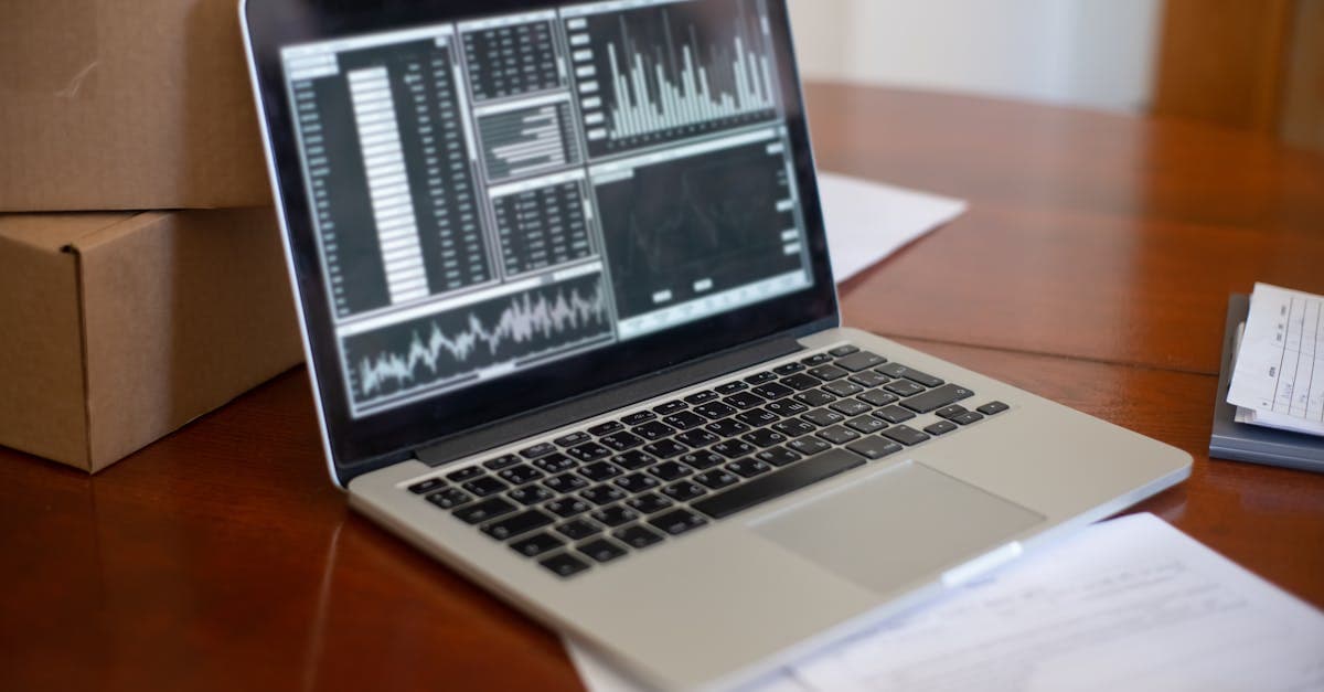 Profit and loss statement displayed on a screen with charts