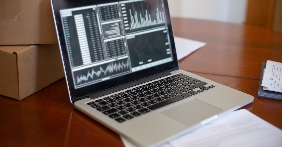 Profit and loss statement displayed on a screen with charts